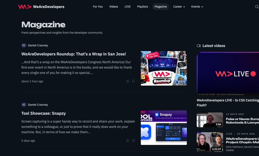 WeAreDevelopers magazine, the developer blog we grew from 12,000 to 100,000 monthly readers